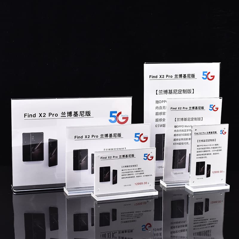 Acrylic Table Card Display Stand Strong Magnetic Table Sign Advertising Display Acrylic Price Sign T-Type Pull-Out Stand