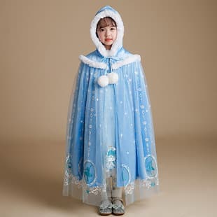 [Carefully Selected] Girls' Frozen-Themed Cape Cloak Vest, Elsa Princess, Children's Tie-Wrap Warm, Spring/Autumn, In Stock