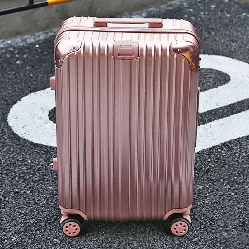 Luggage Trolley Case for Women, Travel Suitcase with Password Lock, Korean Style Ins Trend Aluminum Frame Large Capacity for Men and Students