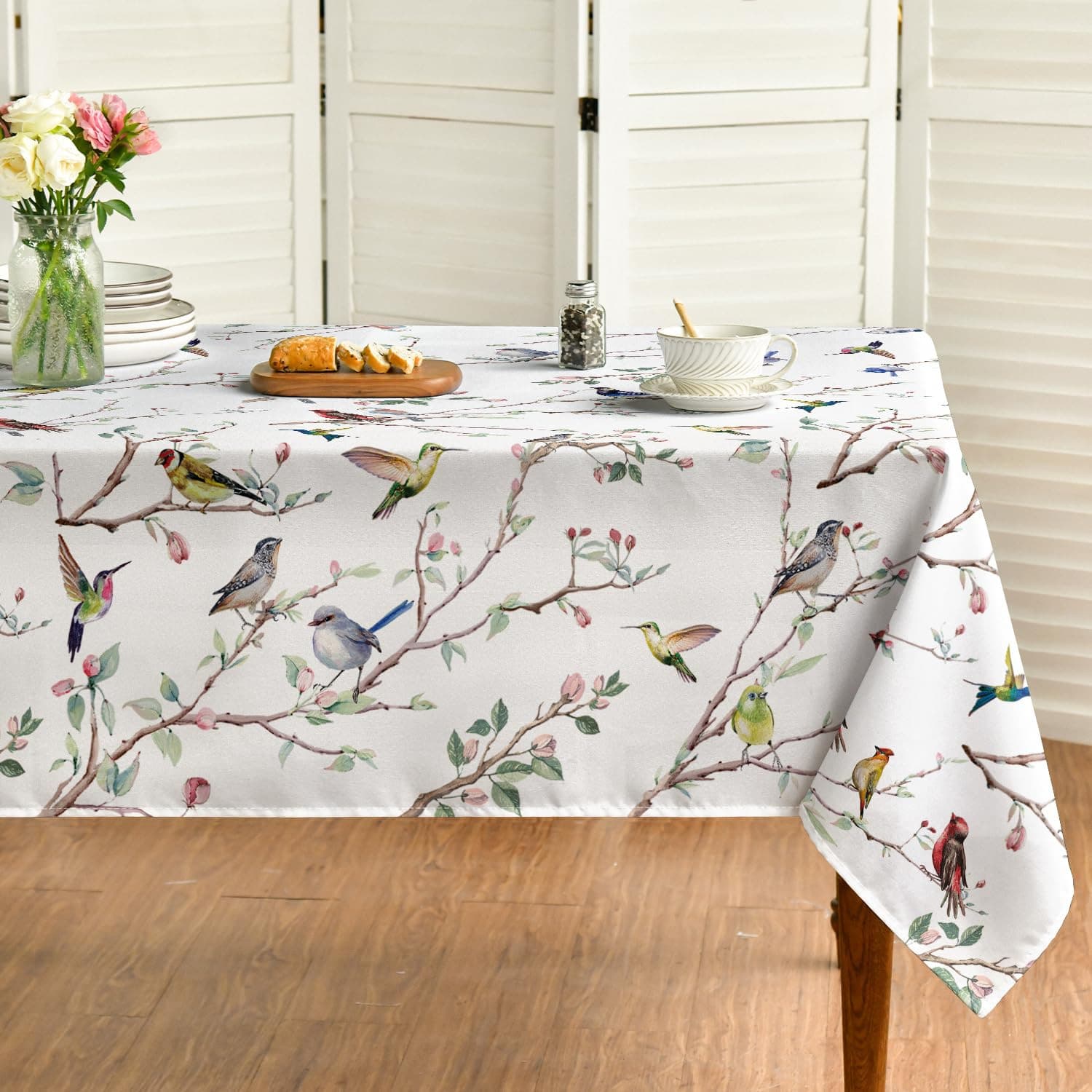 Cross-border foreign trade Amazon Spring and Summer Birds and Flowers Tablecloths Digital Printing Creative Gifts Removable and Washable Factory Direct Sales