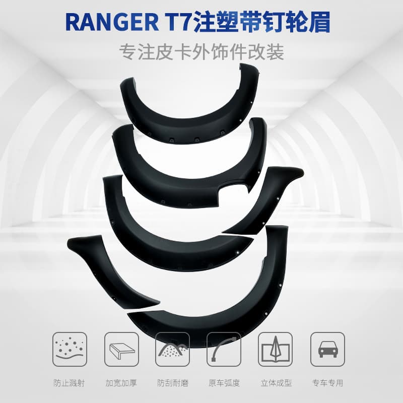 Compatible with Ford Ranger T7 Car Fender with Studs Pickup Mud Flap Wheel Arch Off-Road Style