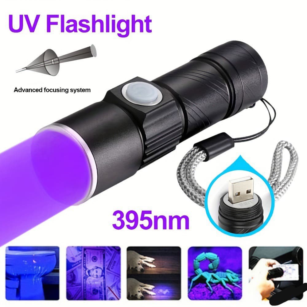 Cross-Border Mini Flashlight for Jade Bacteria Detection, Cat Ringworm Light, Fluorescence Check, Currency Check UV Light Small