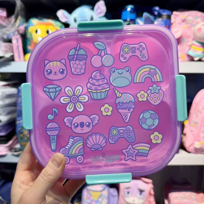 Australia Smiggle Fun Cartoon Lunch Box, Cute Shaped Two-Compartment Bento Box for Students, 750ml Fruit Box