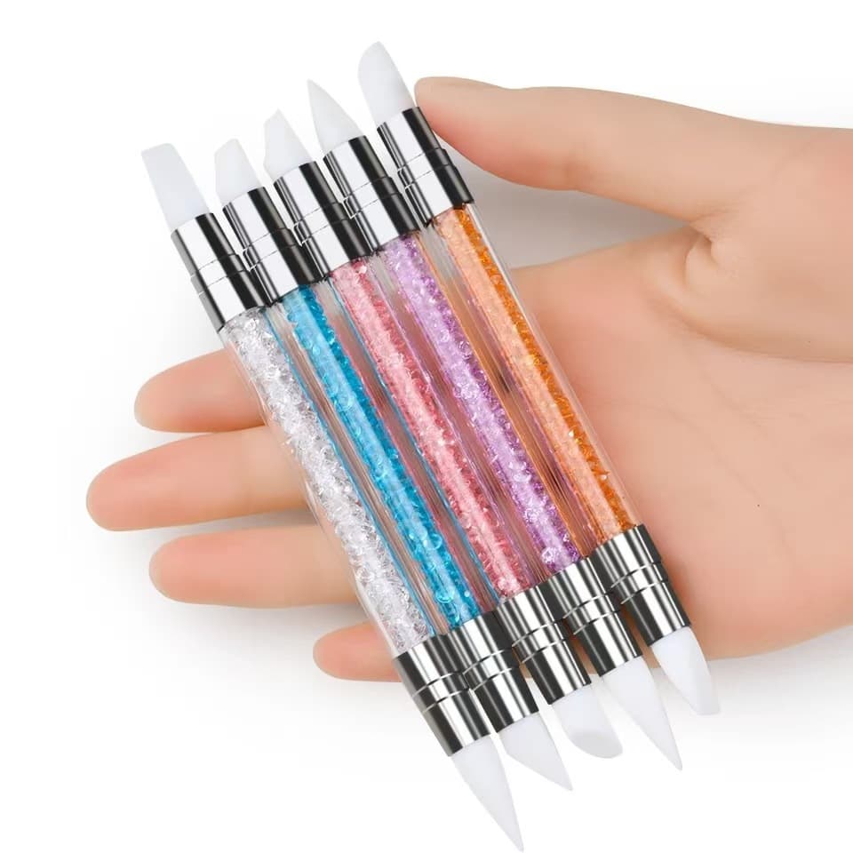 Nail art silicone pen multifunctional embossing magic mirror powder carving gradient glue stick pen double-headed sticker pressing pen