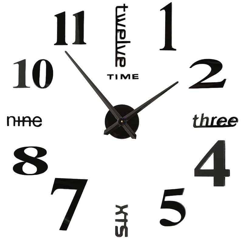 Nordic Large Acrylic Digital Wall Clock Living Room English Art Clock DIY Personalized Self-Adhesive Wall Clock