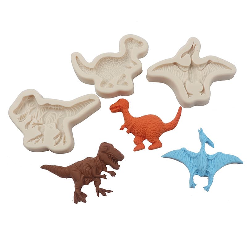 DIY Resin Mold Set - Multiple Dinosaur Fondant Chocolate Cake Molds, T-Rex Silicone Baking Plaster Mold