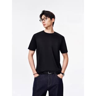 Combed Cotton Regular Shoulder Solid Color Short Sleeve Tee Men's Simple Comfortable Round Neck Casual Cotton Undershirt
