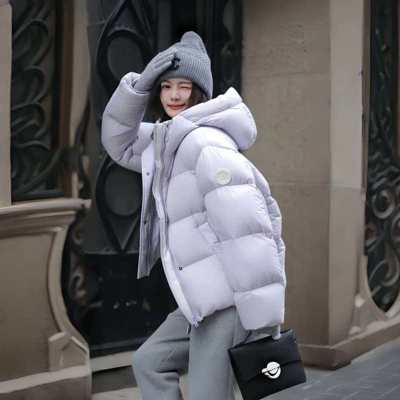 2025 New Women's Down-Filled Cotton Jacket, Short Style, Winter Fashionable Versatile Thick Hooded Warm Outerwear, Short Puffer Jacket