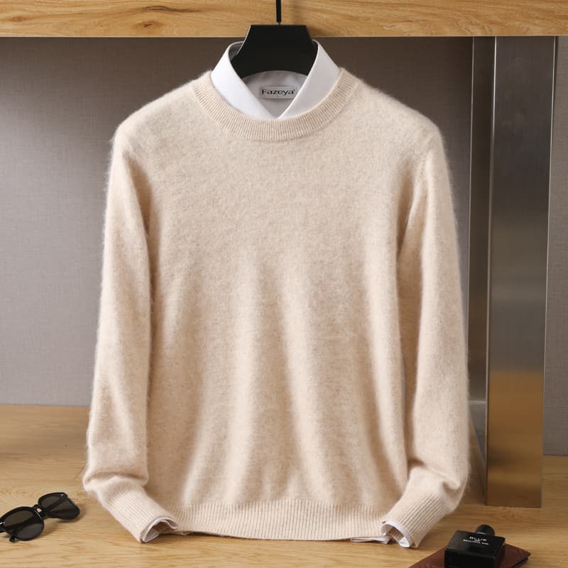 Wholesale Men Round Neck Mink Sweater Autumn Winter Loose Wool Plus Size Base Layer Mink Knit Sweater Wool Sweater