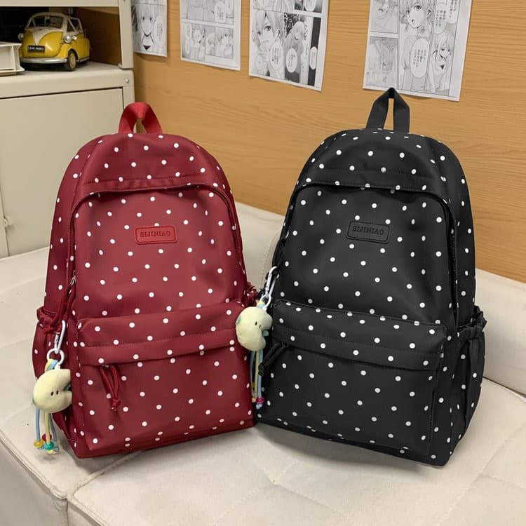 Korean version of ins sweet polka dot backpack women's large capacity college style student school bag fashion versatile and cute backpack