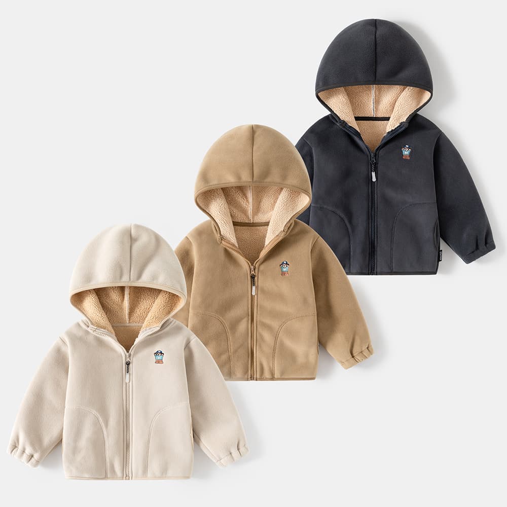 Winter boys' and children's clothing 2026 autumn and winter new children's jackets medium and large children's cartoon hooded sherpa jackets