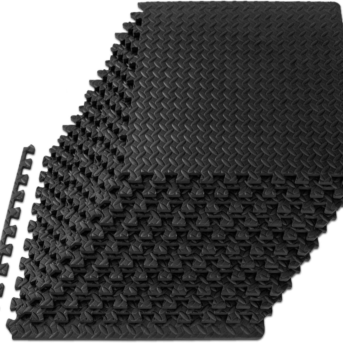 Puzzle exercise mat EVA interlocking foam floor tiles for home fitness equipment children's floor mat black