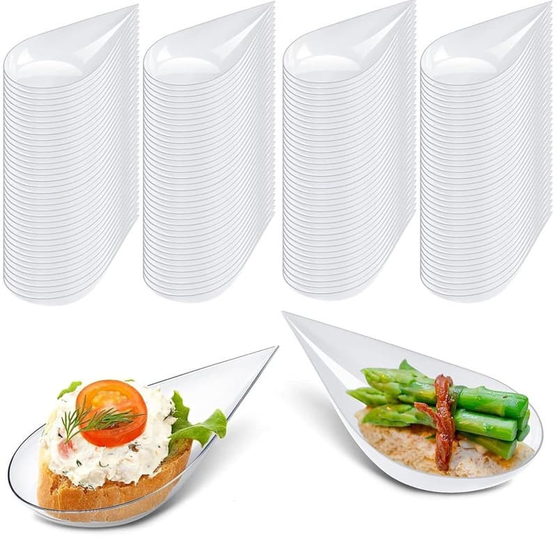 Transparent Reusable Serving Plate 5cm Dessert Tasting Plate Plastic Appetizer Plate Pointed Dessert Dish