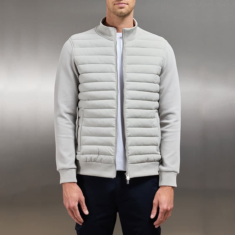 Standalone Site Europe & America Down Cotton Lightweight Stand Collar Patchwork Knit Jacket Autumn Winter Men's Outerwear Men's Jacket