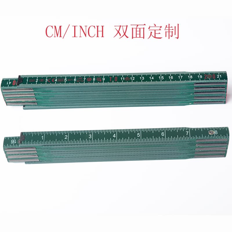Metric-Imperial 2-Meter 10-Fold Birch Folding Ruler, Oil Dipstick, Carpenter's Measuring and Marking Tool with 90° and 180° Locking Patent Design