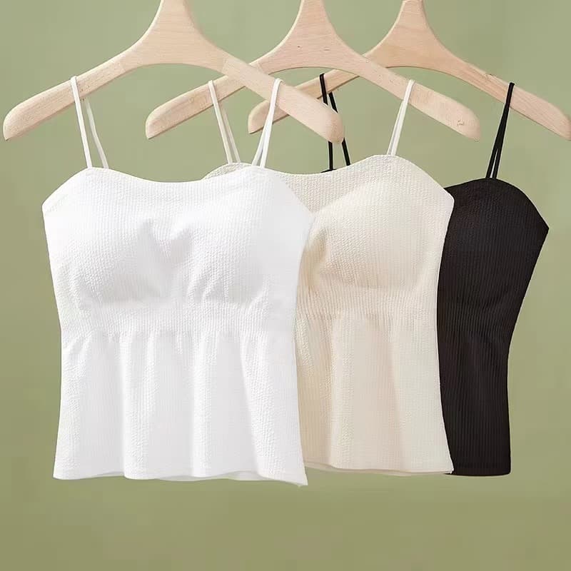 Ribbed back-beautifying bra camisole with waistband, can be worn outward, with integrated bra pads underneath as a women's jacket, full-cup backless back