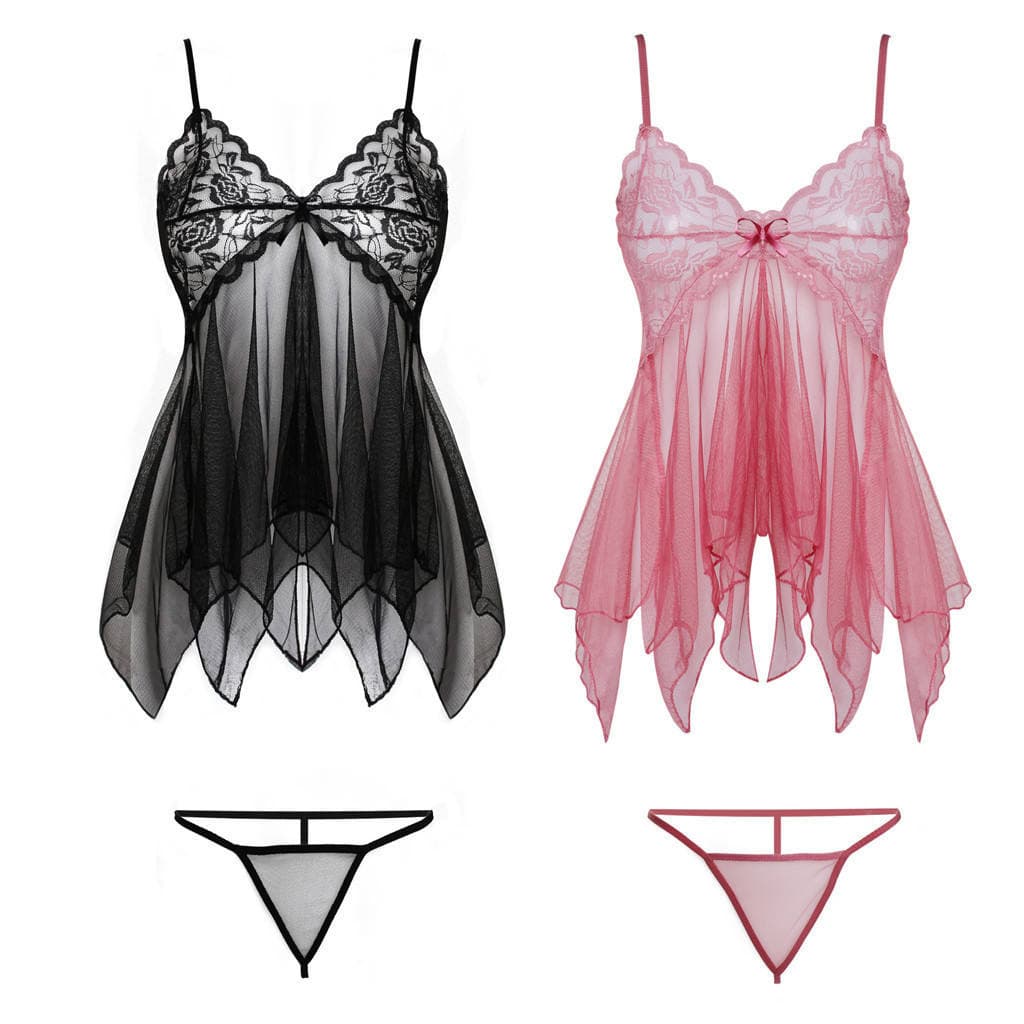 European and American Cross-Border Foreign Trade Supply Sexy Lingerie Women's Sexy Mesh Lace See-Through Temptation Pajamas Source Factory