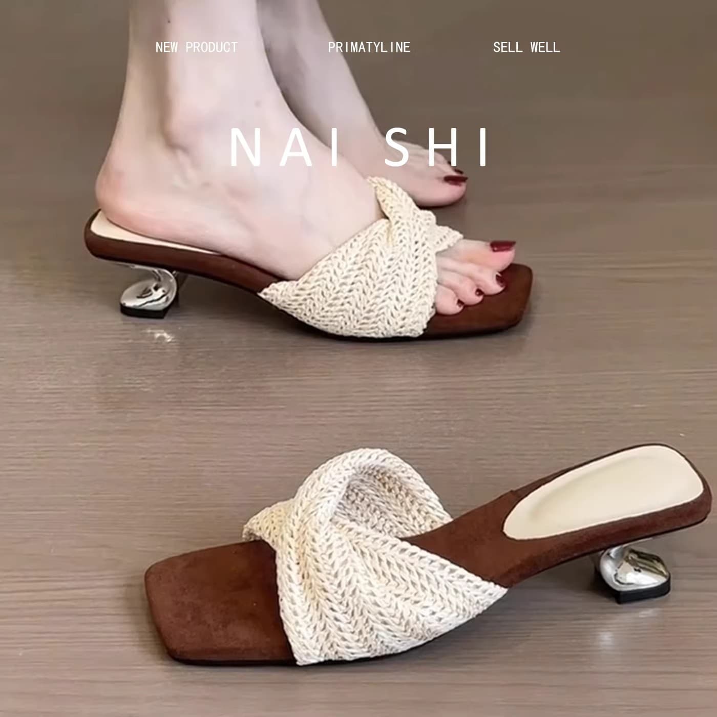 Sheepskin Version! Retro Woven Wedge Roman Sandals for Women, Designer Resort Style Square Toe Open Toe Beach Sandals