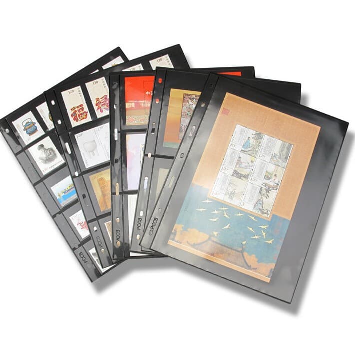 10-pack Pccb Standard Nine-hole Stamp Collection Album Inner Pages Collectible Book Loose-leaf Collection Pages Black Background