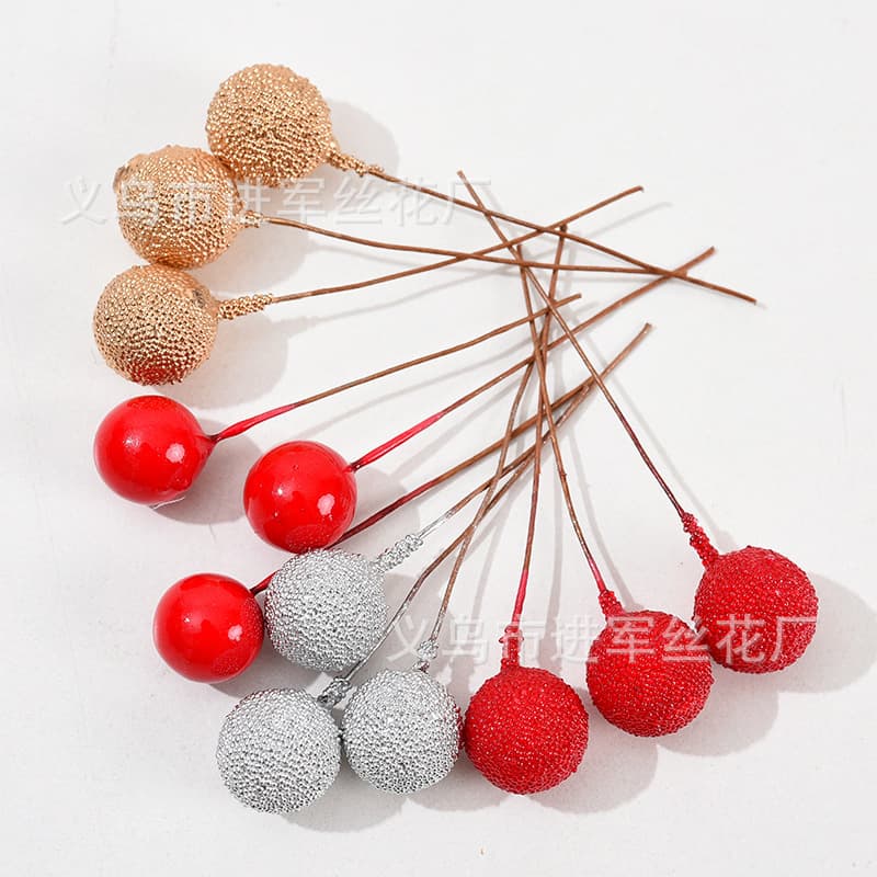 Artificial Round Berry Polystyrene Foam Fruit Pomegranate Fruit Small Red Fruit Peony Fruit Wreath Gift Box Packaging Accessories