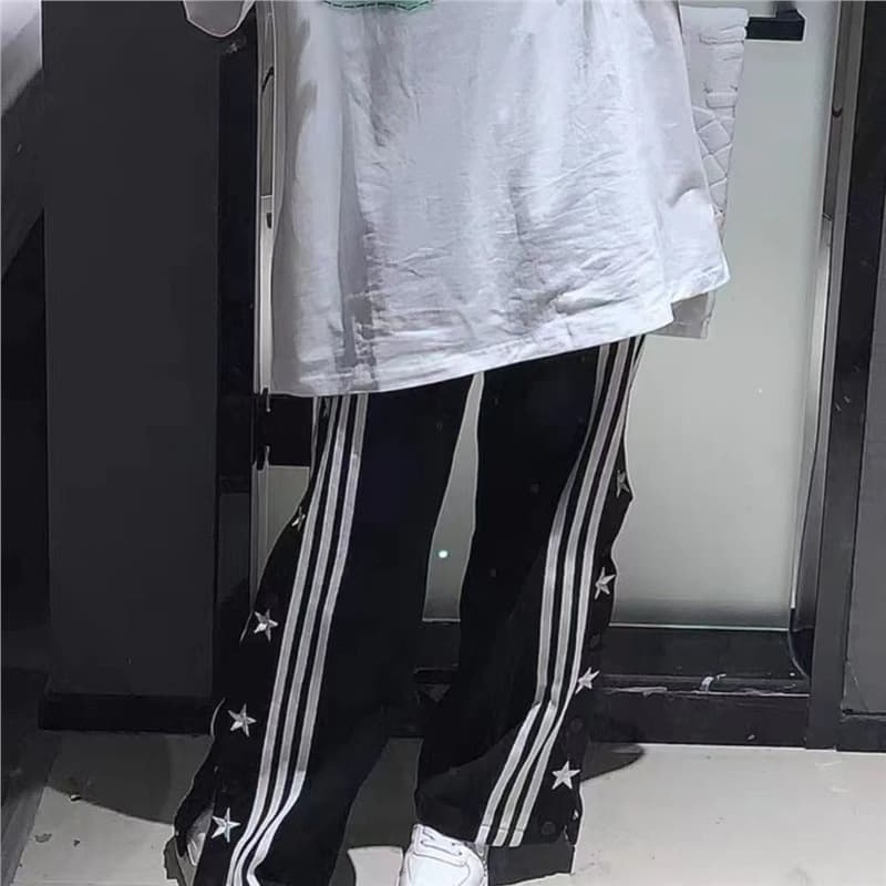 American Retro Star Button Casual Pants for Women, Lightweight 2024 New Style, Loose-Fitting Versatile Wide-Leg Sweatpants for Students