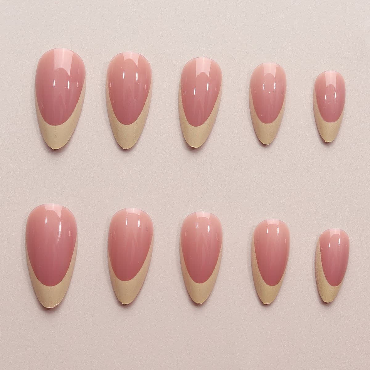 Wholesale Cross-border Simple Yellow Edge French Almond Shape Press On Nails 24pcs