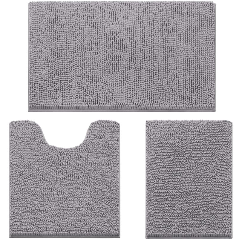 Bathroom Carpet Ultra Soft Anti-Slip Absorbent Chenille Toilet Mat Set Bath Mat Anti-Slip Bathroom Carpet