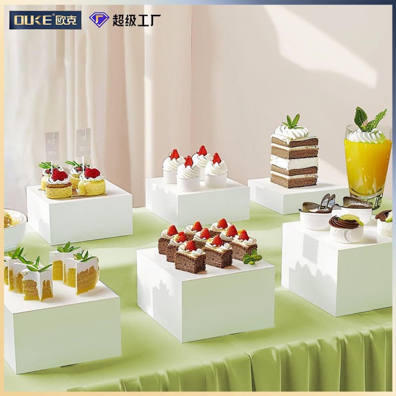 Acrylic Cake Display Stand Base Square Vertical Display Rack for Weddings, Festivals, and Shopping Malls Hollow Tabletop Display Cross-Border Supply