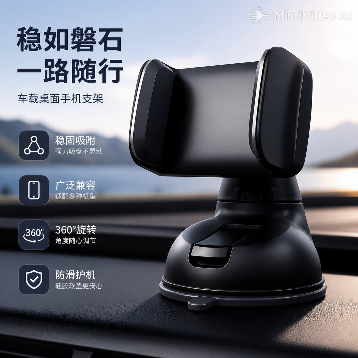 Car dashboard center console mobile phone navigation holder suction cup stretch rotation stable desktop mobile phone holder cross-border