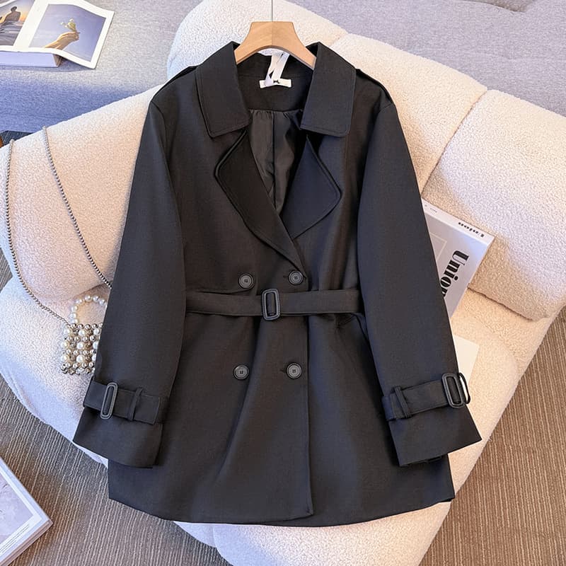 130-350 Jin Plus Size Women's Clothing for Curvy Girls Spring/Autumn/Winter New Arrival British Style Coat High-End Waist-Cinching Mid-Length Trench