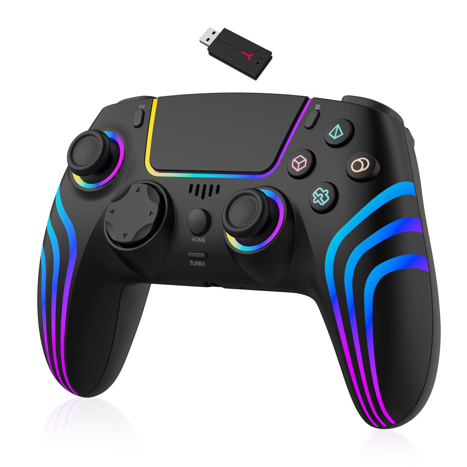 P5 Wireless Game Controller with RGB Lighting, Vibration, Turbo, Six-Axis for Switch and PC SZ-5003G