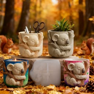Yindian Koala Flower Pot Cement Aromatherapy Plaster Cup Mold DIY Resin Storage Cup Flower Pot Ornament Silicone Mold