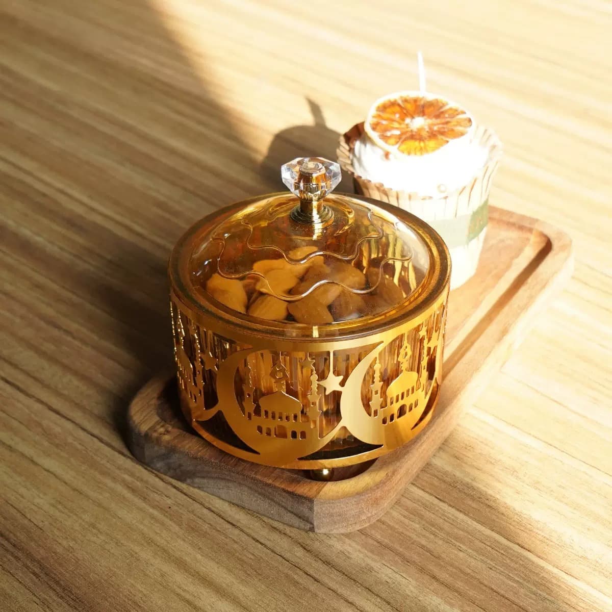 Tuem Cross-border Exclusive New Metal Holiday Snack Candy Tray Jar, Home Decoration Container Display