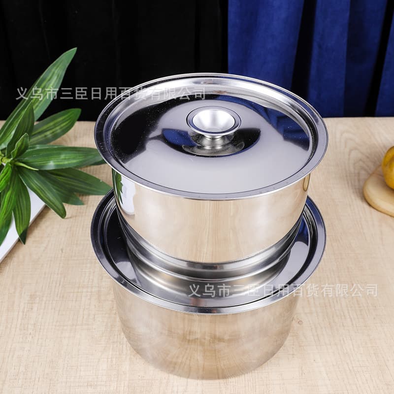 Non-magnetic stainless steel lidded condiment cup 18/20CM, commercial and household use, stewing container with lid, oil basin