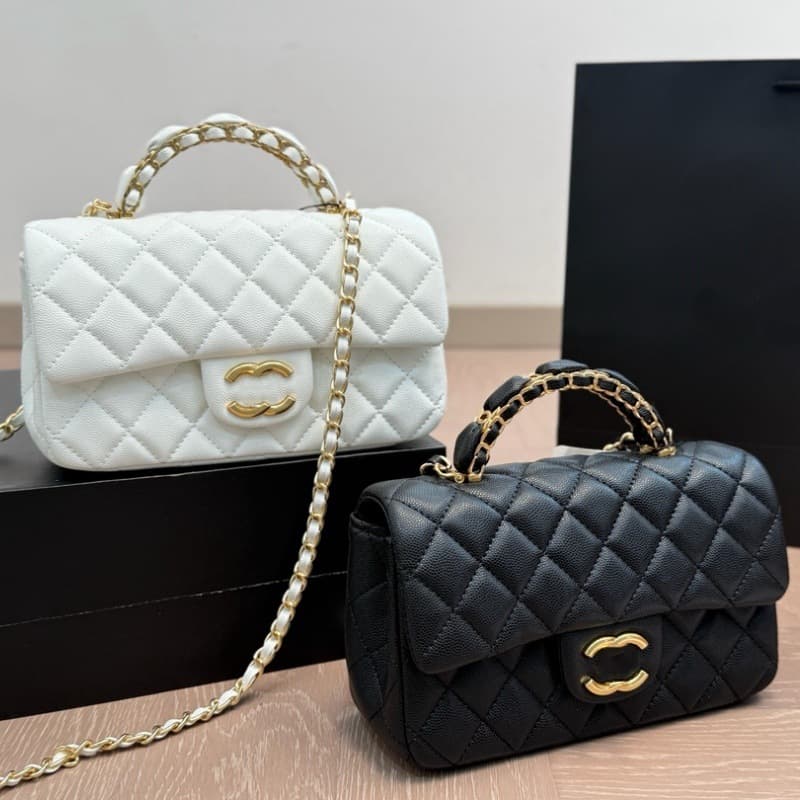 High Edition Little Chanel Style Black Gold CF Handle Mini Diamond Quilted Chain Bag Lambskin Shoulder Handbag Crossbody Women's Bag
