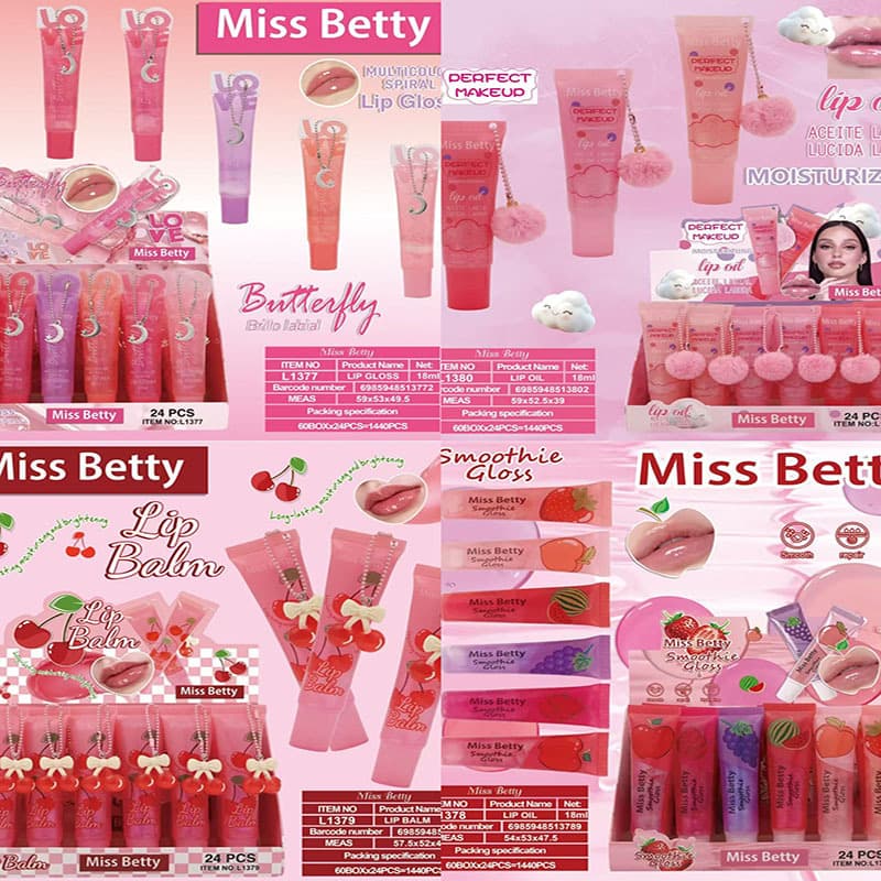MissBetty is only for export/cross-border new foreign trade furry ball bracelet pendant lip glaze cherry strawberry lip gloss