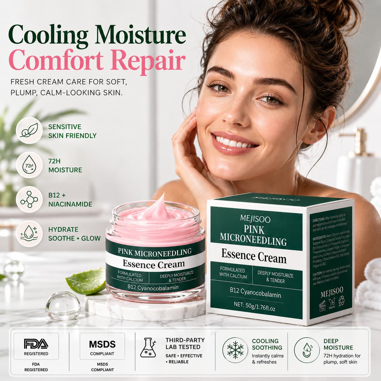 Cross-border Pink Microneedling Essence Cream Firming Anti-Wrinkle Face Cream