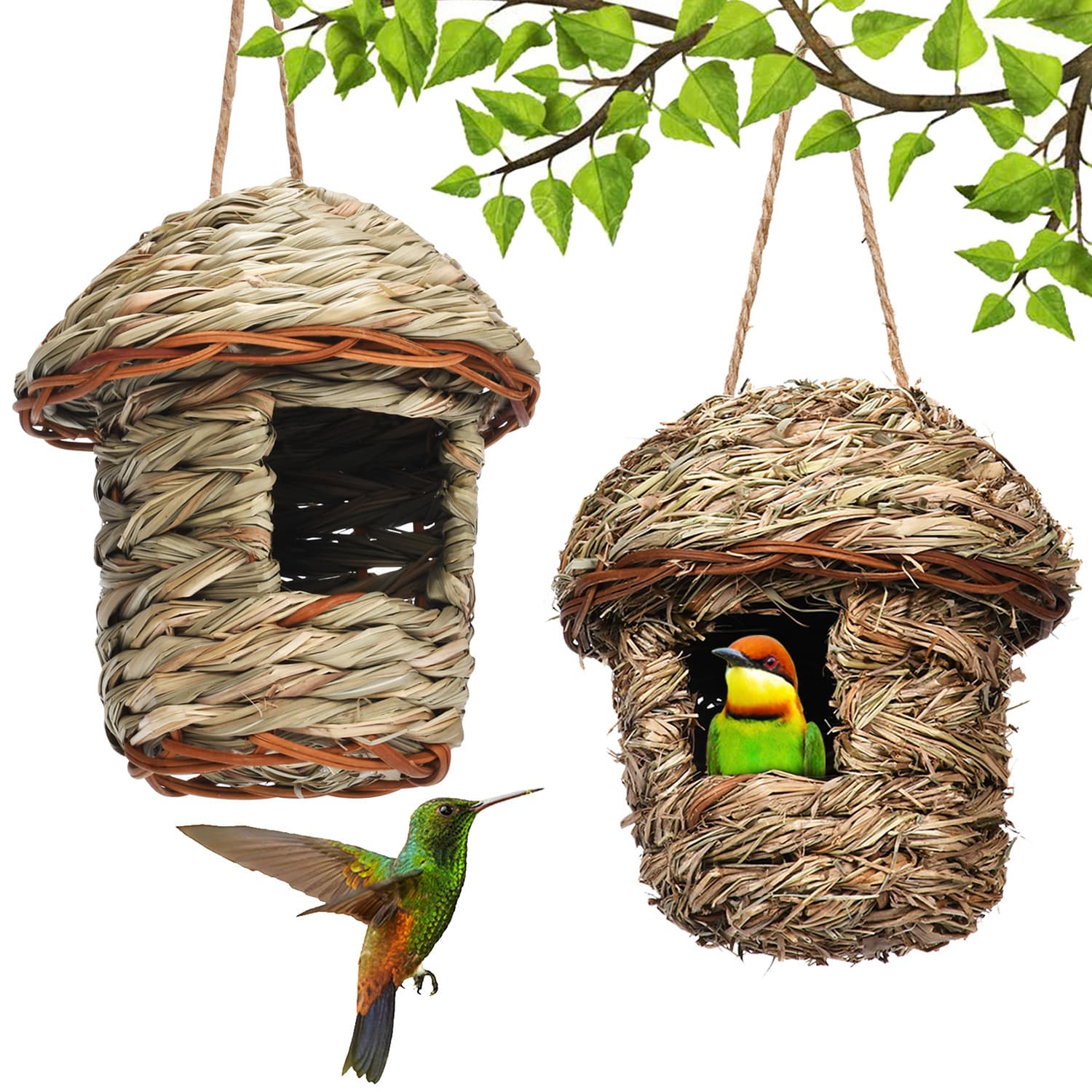 Creative Natural Dried Grass Birdhouse Garden Decoration Pet Grass Weaving Bird Nest House Cross-border Explosion Style
