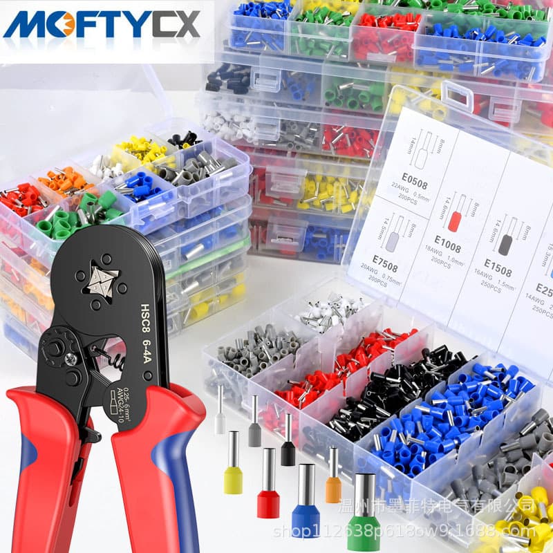 VE Tubular Terminal Crimping Pliers Set Tubular Wire Connector Box HSC86-4A Cold Press Terminal Tool Pliers