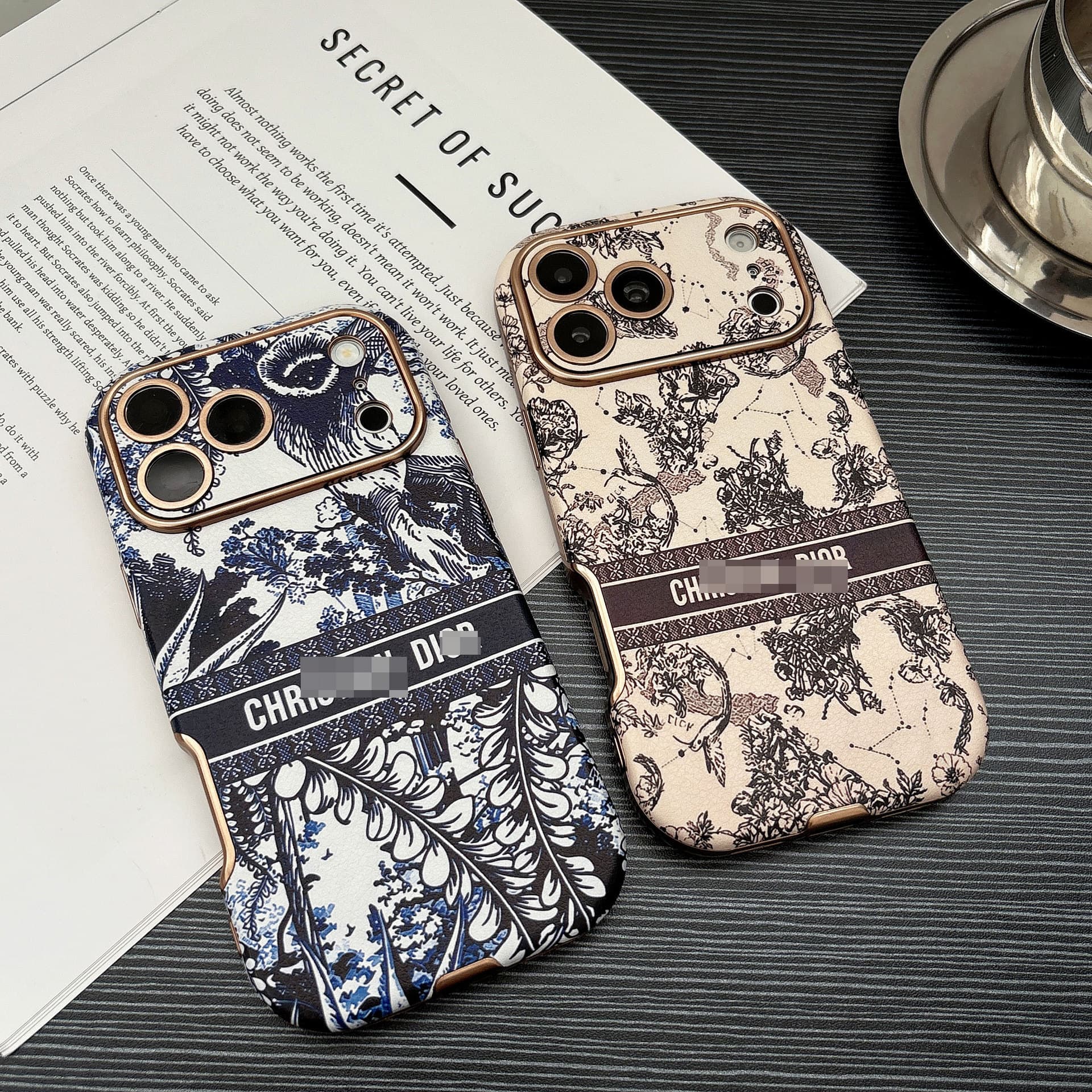 Vintage Floral European and American Brand Compatible Apple 17 Pro Max Phone Case iPhone 15 Leather 14/13 16P