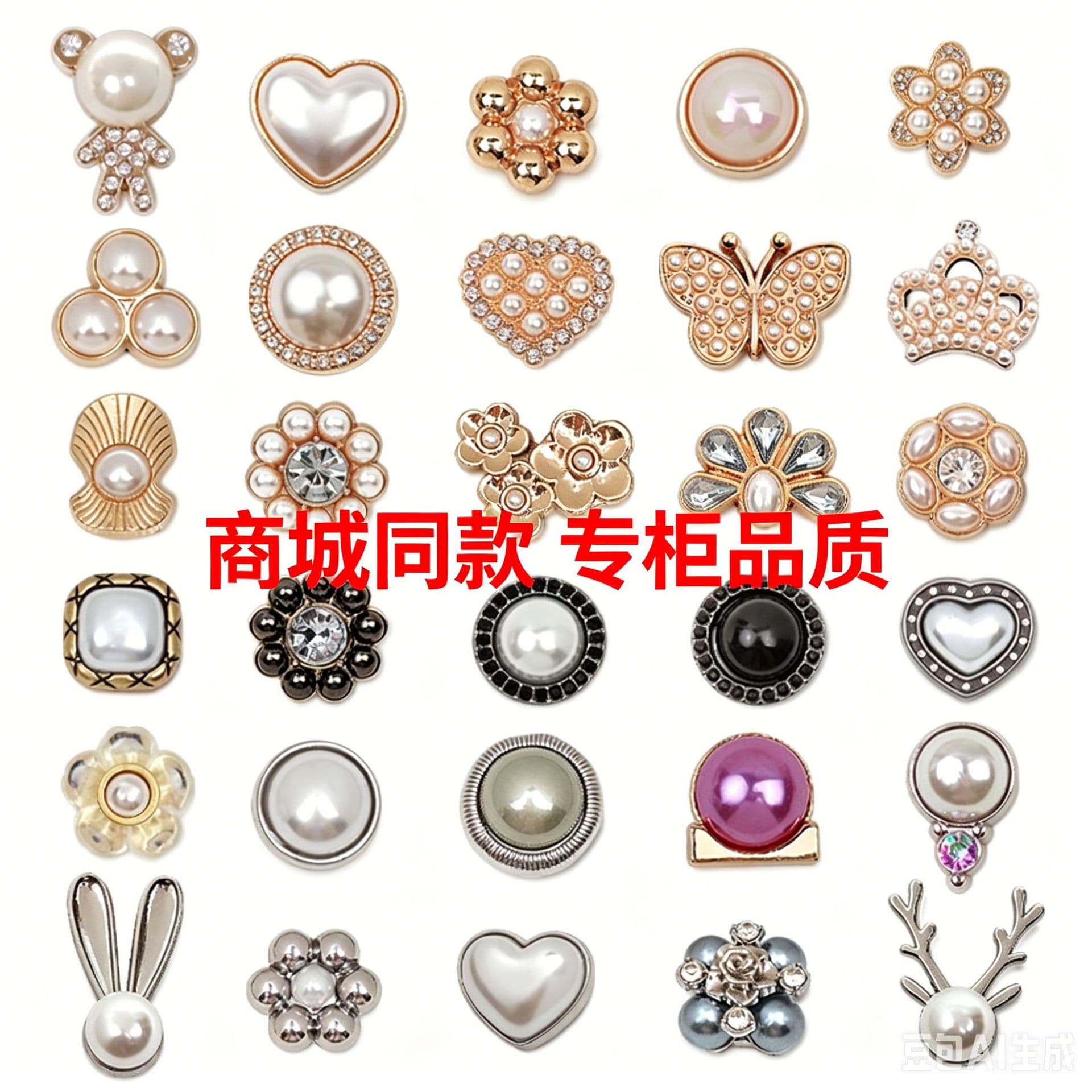 Gold Pearl Croc Charms Accessories Compatible with Cross Shoe Decoration Pearl Bow Chain Shoe Clips