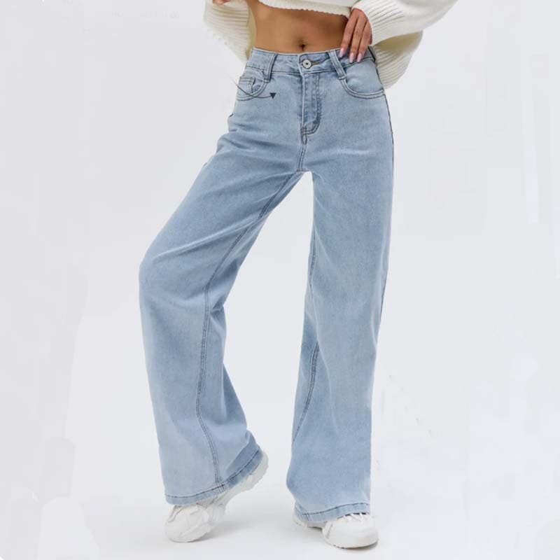 Best-selling Women's Straight-Leg Wide-Leg Jeans for Amazon Cross-Border E-Commerce, Export Wholesale, Ready Stock for Dropshipping