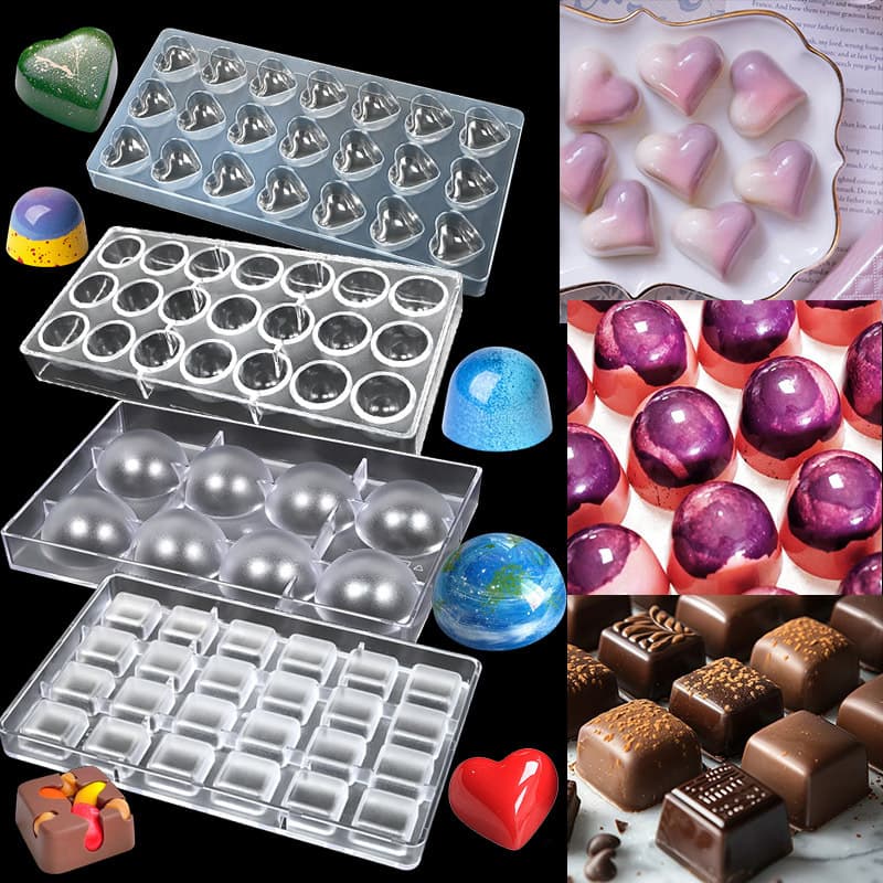Cross-border FCM bonbon chocolate mold PC hard plastic transparent mold bullet chocolatemolds