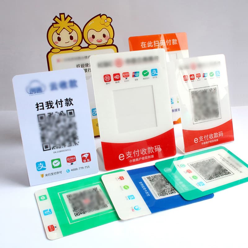Acrylic QR Code Display Stand with Card Slot - Restaurant Payment/Ordering Table/Wall Labels for Banking and Dining Use