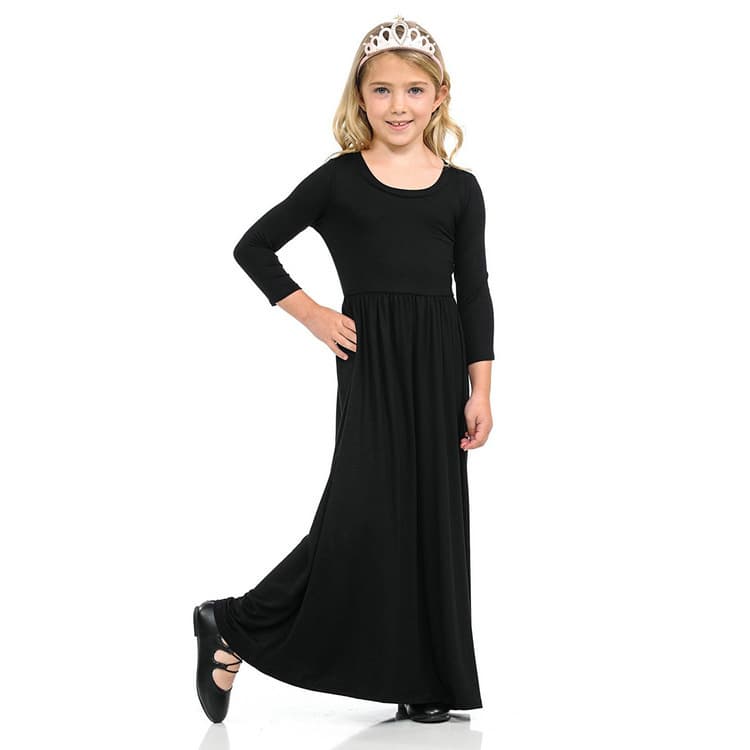 Amazon Children's Dress - European and American Round Neck Printed Long Dress for Girls - eBay and AliExpress Best-Selling Girls' Dress