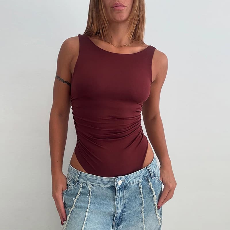 XY25104PFO European and American style street hot girl tops sexy casual versatile slim solid color vest jumpsuit