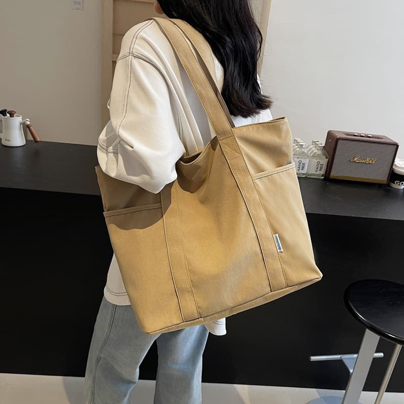 2024 Women's Autumn and Winter Trendy New Nylon Cloth Bag Simple Korean Version Large Capacity Student Tuition Bag Shoulder Tote Bag