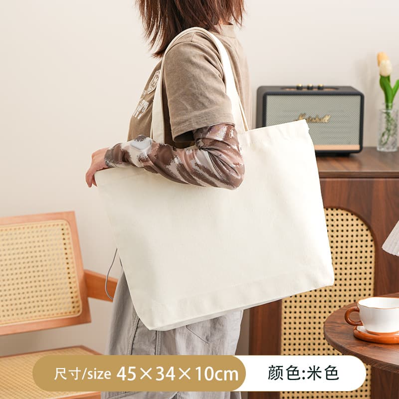 Custom Logo Canvas Tote Bag with Ribbon Handle, Canvas Bag for Advertising and Promotion, Storage Cotton Eco-Friendly Canvas Tote Bag Customization