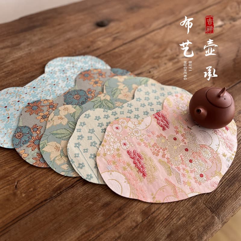 Light Luxury Double-Sided Waterproof Ruyi Teapot Tray Zen Tea Mat Brocade Dry Brewing Mat Heat Insulating Pot Pad Tea Table Cloth