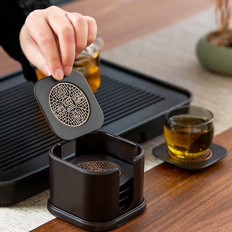 Home Square Bakelite Thick Tea Mat Coaster Set Kung Fu Tea Set Accessories Heat Insulation Pad Cup Base Tray Cross-border
